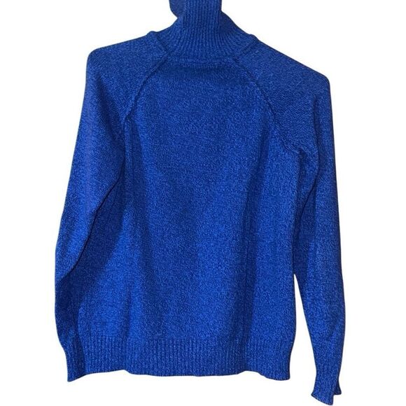 Karen Scott Blue Turtle Neck Raglan Sleeve Cotton Pullover Sweater Ladies Small - Picture 2 of 10